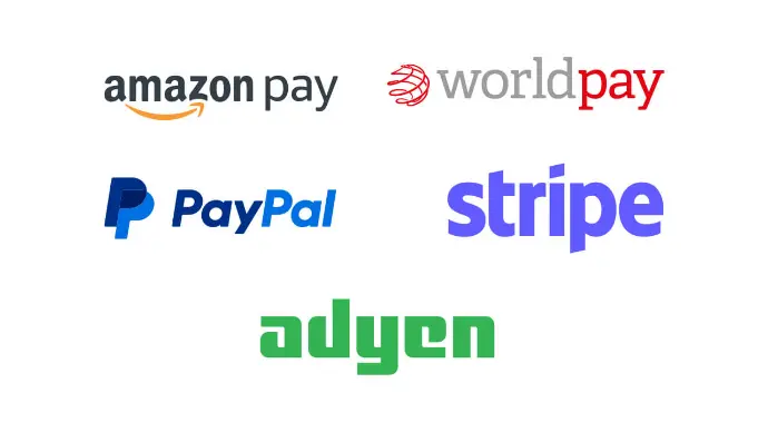 Logos of 5 of the top payment providers