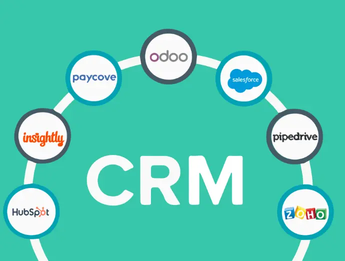 Logos of the most common CRM software providers